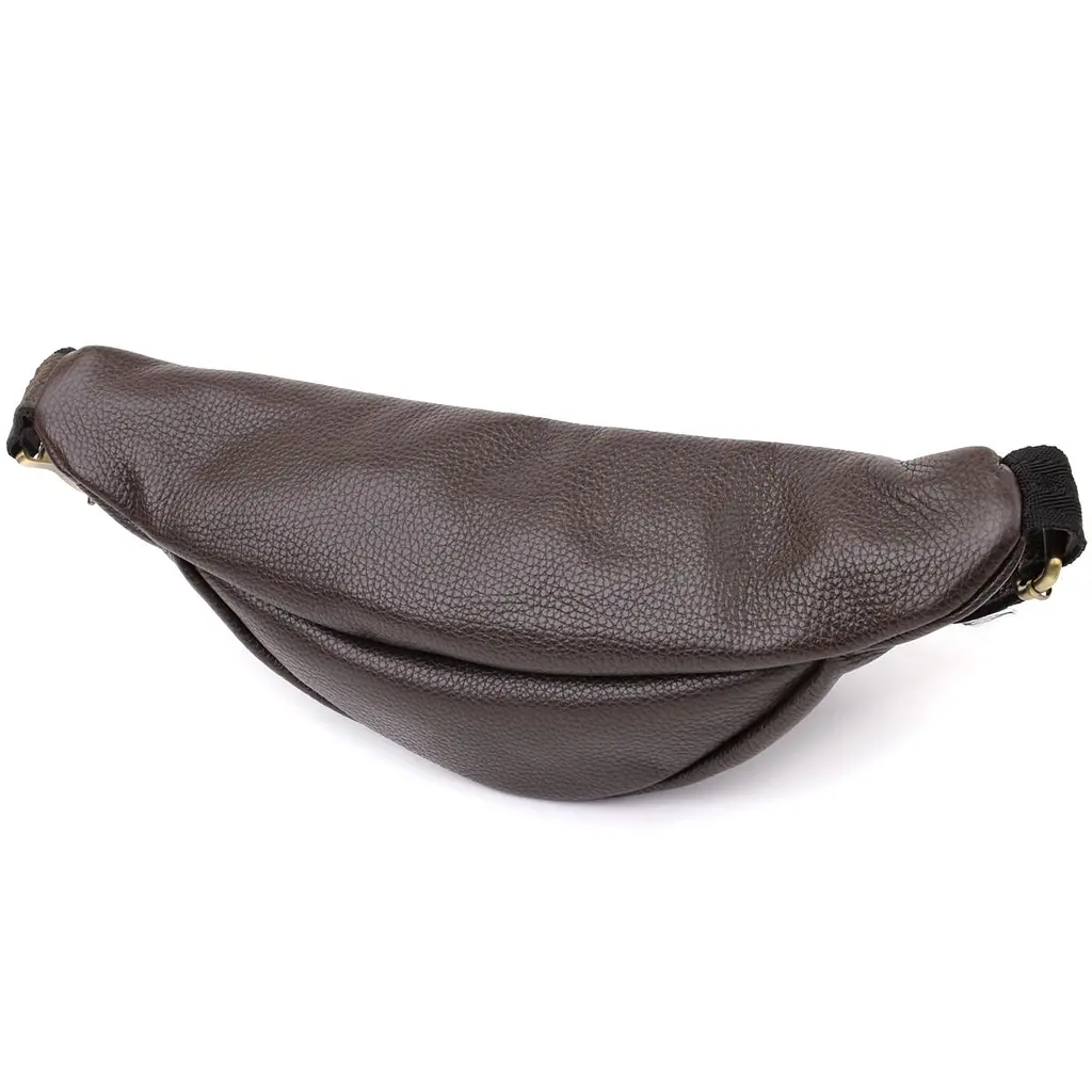 Стильна сумка бананка із зернистої натуральної шкіри Shvigel 23146 коричнева - фото 2