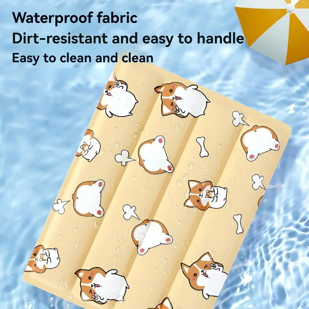 Охолоджуючий килимок для собак та кішок GEL Material Summer Pet Cooling Mat Corgi Beige 60х90 см - фото 5