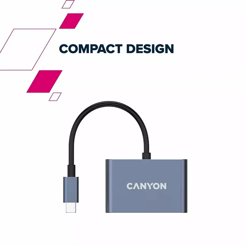 Концентратор Canyon hub DS-4 3in1 USB-C Grey (CNS-TDS4) - фото 8