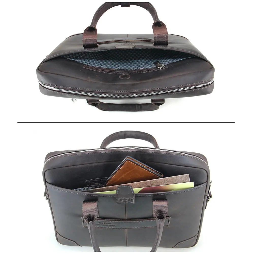 Сумка кожаная для ноутбука 15,6', MacBook 16' Tom Stone коричневая 717 CBR - фото 7