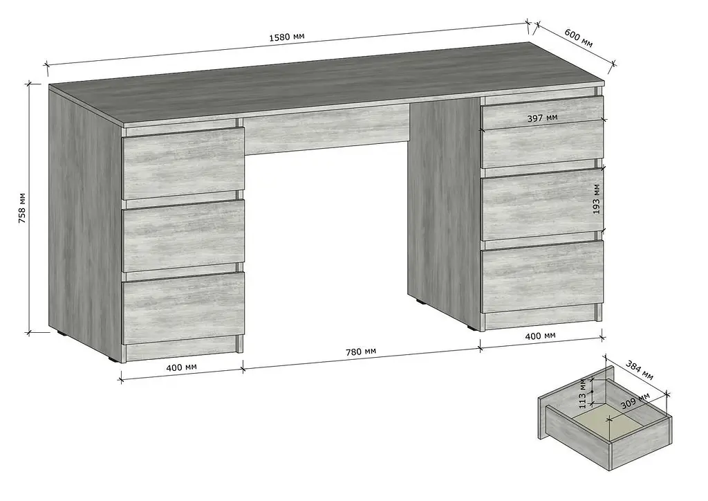Стіл комп'ютерний Moreli T-228 158x758x600 мм Капучино (mo-t228-capuch) - фото 2