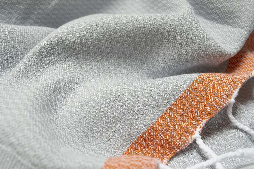 Полотенце Barine Pestemal - Basak 95x165 Light Grey-Orange серый-оранжевый - фото 4