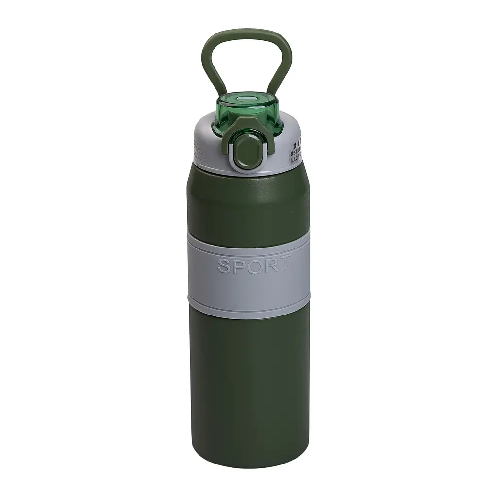 Термос Sport 800 мл з мундштуком і ручкою, зелений Yiwu HP-14-6GR - фото 6