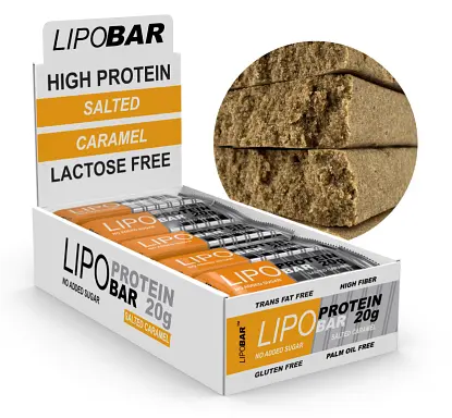 Протеїнові Батончики без Цукру Lipobar - 20x50г Солона Карамель