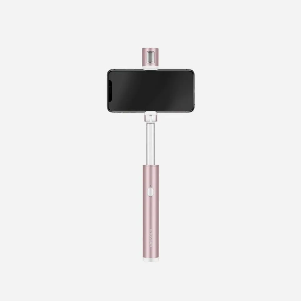 Монопод Momax Selfie Light Bluetooth розовое золото (KM12M) - фото 2