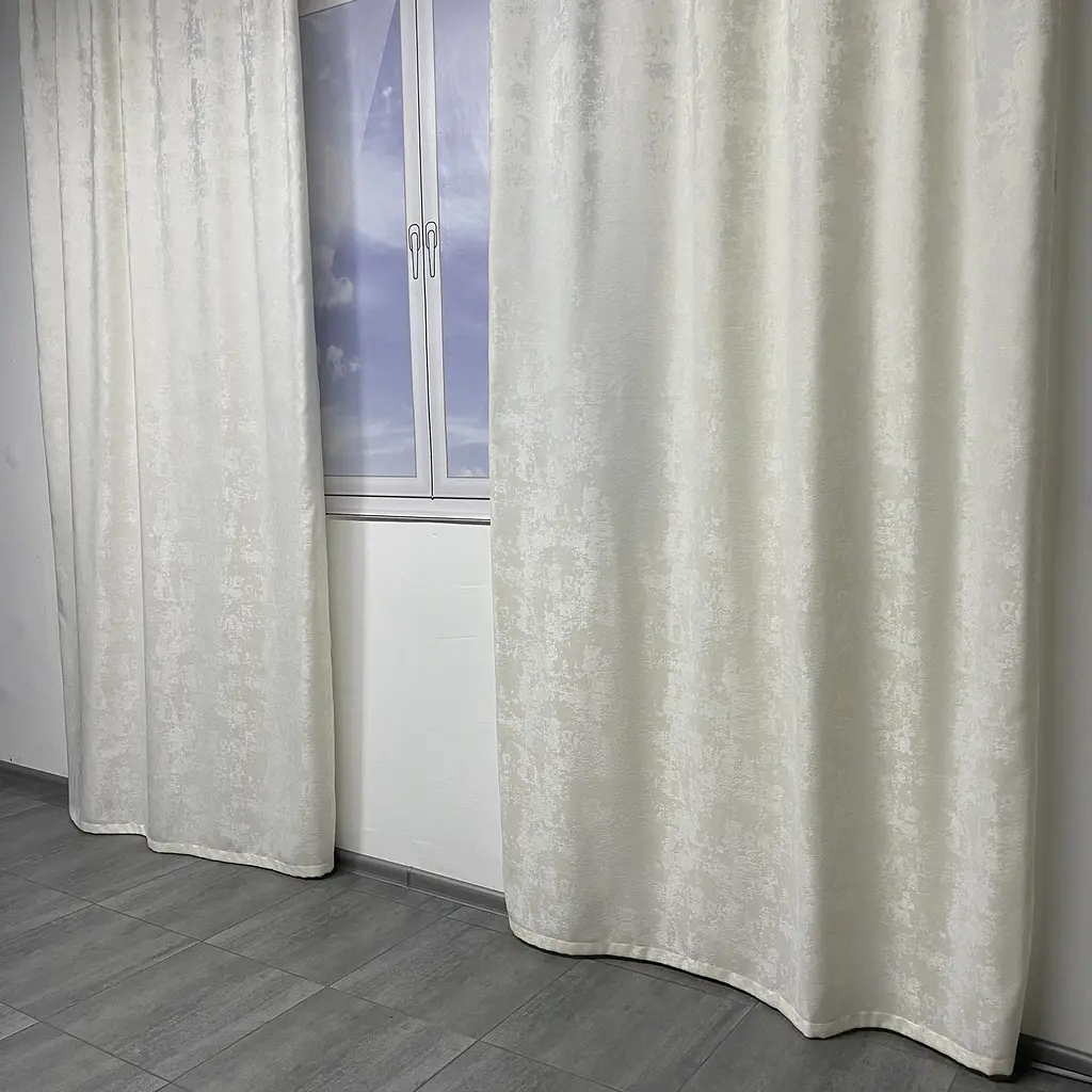 Мармурові жакардові штори молочного кольору на тасьмі 2шт. 150х270 ALBO pbe0052504 - фото 10