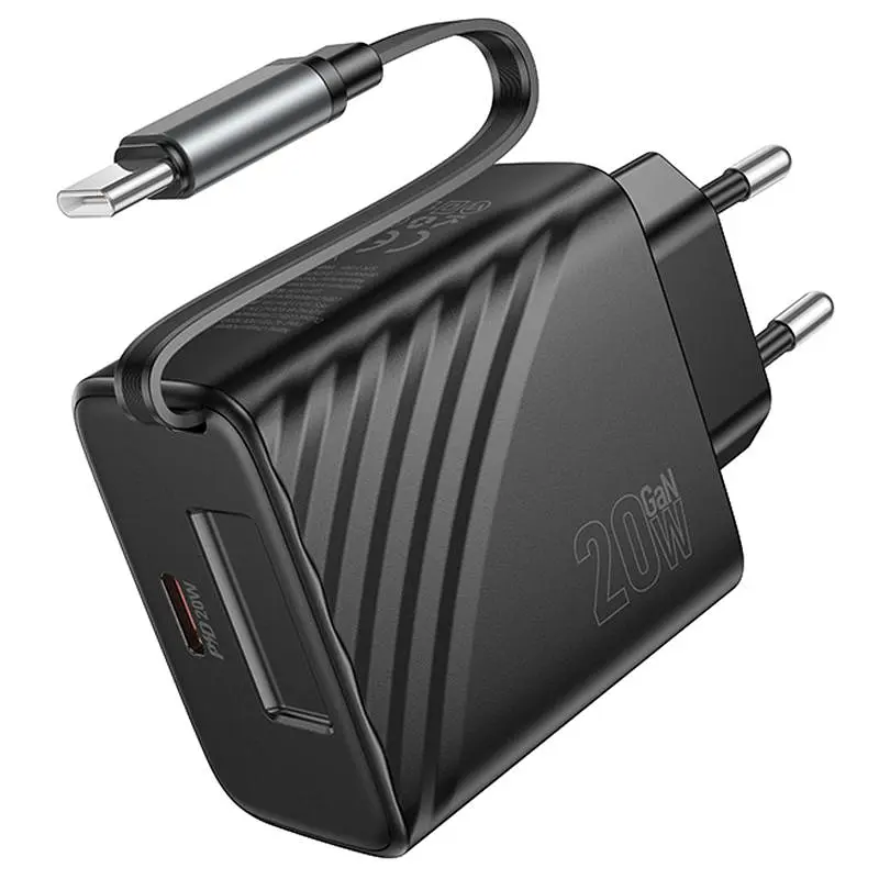 МЗП N57 Full PD20W with retractable cable Type-C (2USB-C) Black Hoco teh0029647 - фото 4