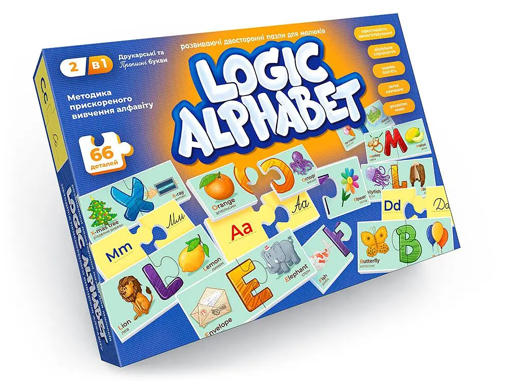 Пазли-асоціації Logic Alphabet для розвитку логіки та мислення дітей (ДТ-ЛА-06-46)