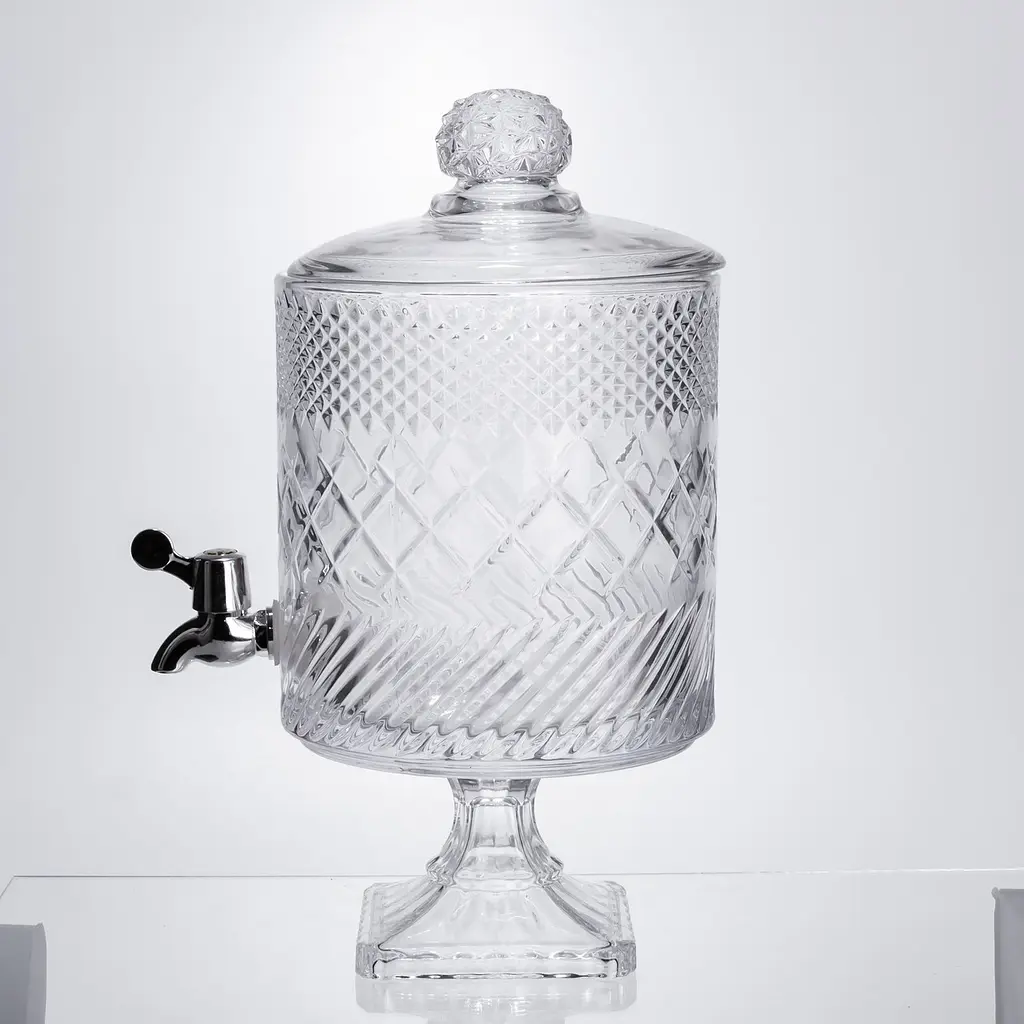 Лимонадница с краном на подставке стеклянная 4.5 л Прозрачный Yiwu HP-19-4 - фото 4