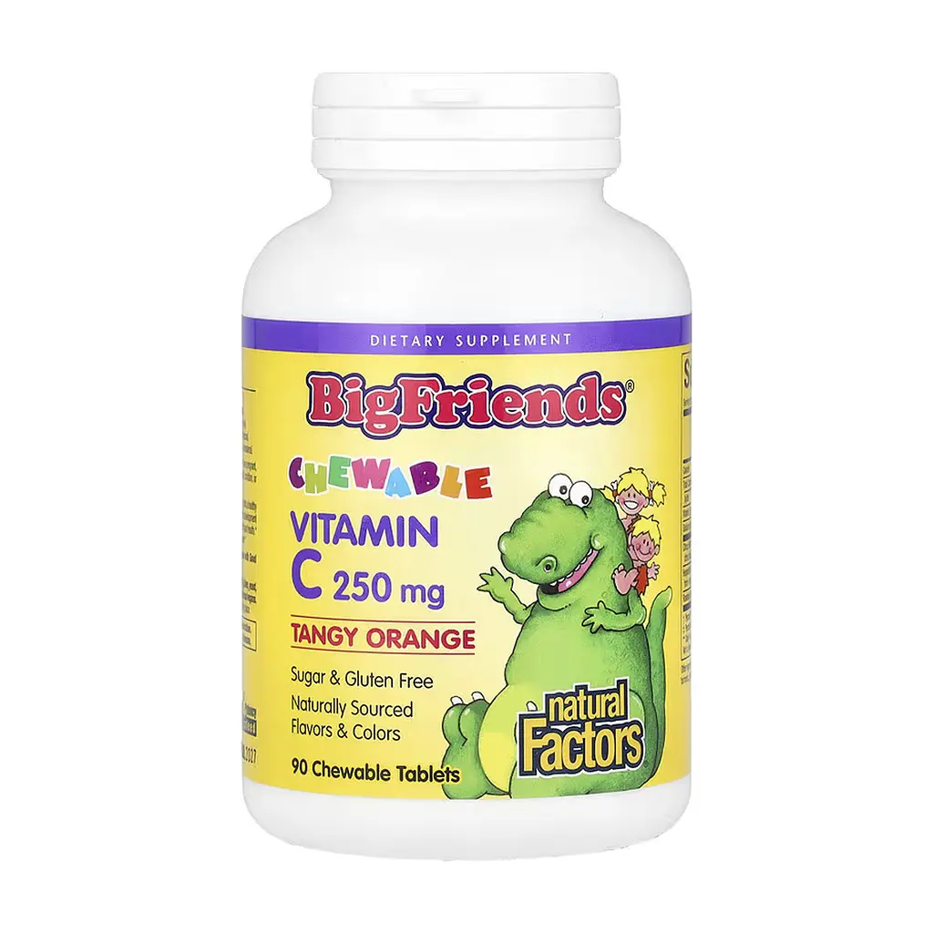 Вітамін C 250 мг Natural Factors (BigFriends) - 90 таблеток, апельсин, для імунітету