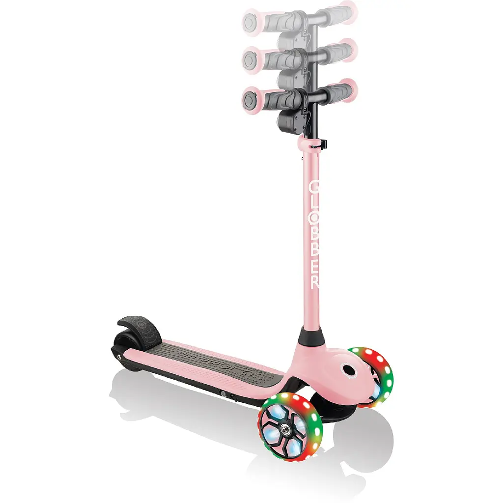 Електросамокат Globber E-Motion 4 колеса з підсвіткою, 50 кг, 3 колеса, пастельно-рожевий - фото 5