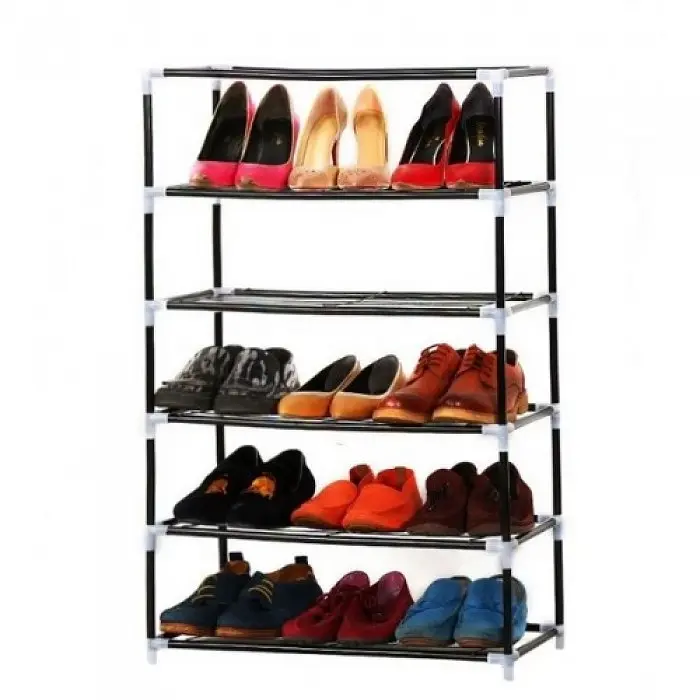 Стеллаж тканевый для обуви 5 полок серый Combination Shoe Frame 60X30X90 - фото 3