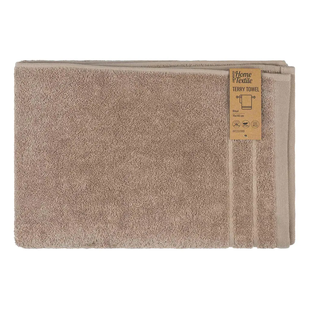 Рушник махровий Ardesto Ritual 70х140см, 100% бавовна, бежевий (ART2570RB)