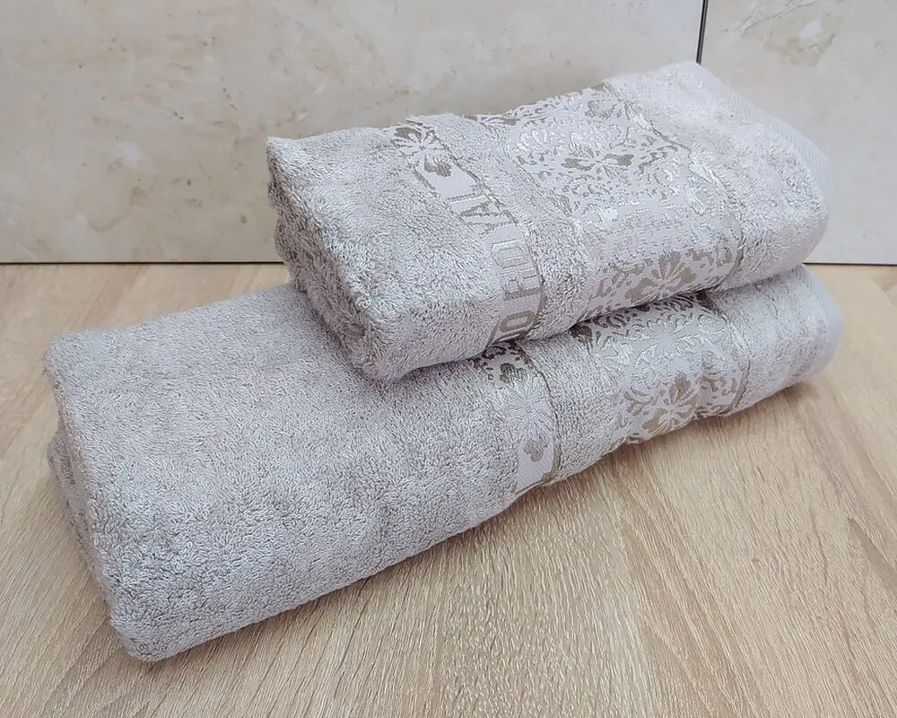Набір турецьких бамбукових махрових рушників Cestepe 50х90+70х140 Bamboo Royal acik bej - фото 2