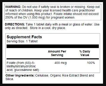 Метил фолат Methyl Folate 400 mcg 90 tabs - фото 2