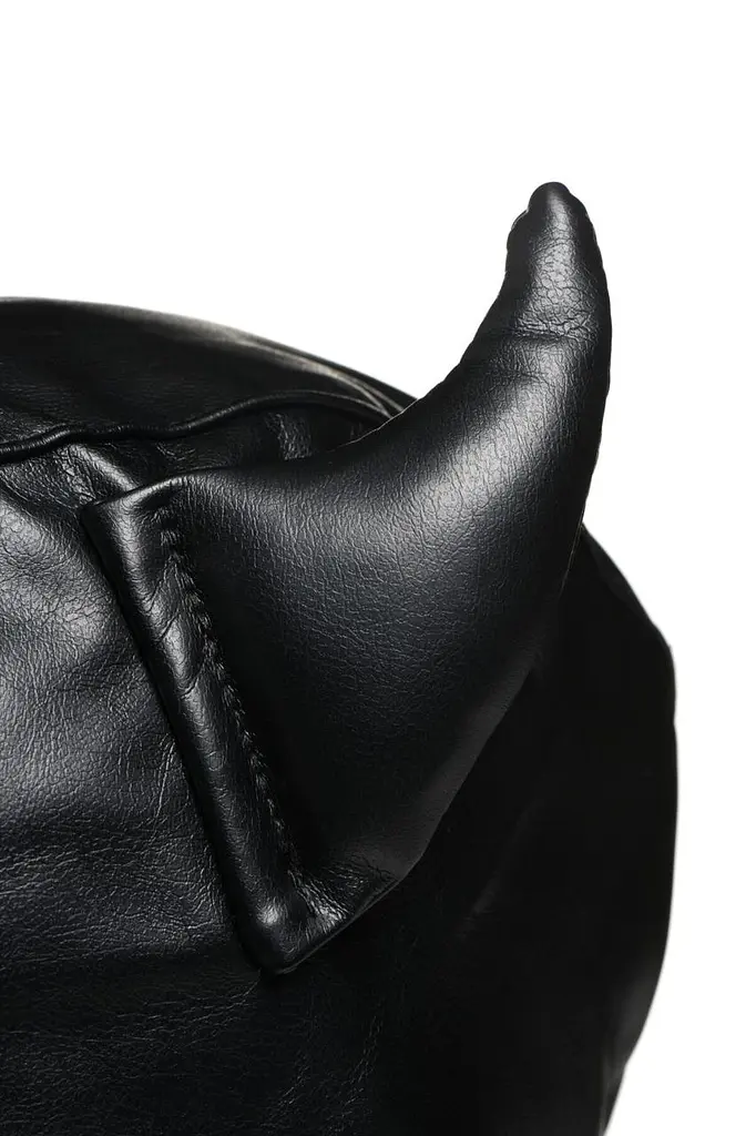 Маска Master Series Dungeon Demon Bondage Mask with Horns - Black - фото 7