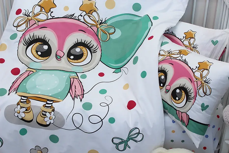 Комплект постільної білизни в ліжечко Tag Tekstil 100x140 бавовна Little owl для немовлят Сова (рожевий) - фото 3