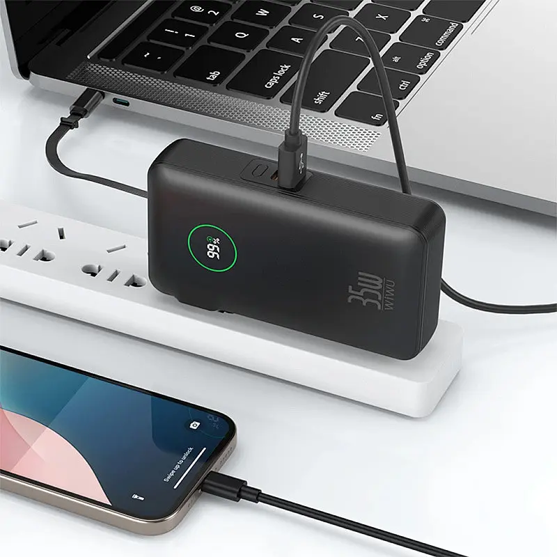 Портативний ЗП Power Bank WIWU Wi-P049 22.5W+PD35W with cable 10000 mAh Black - фото 3