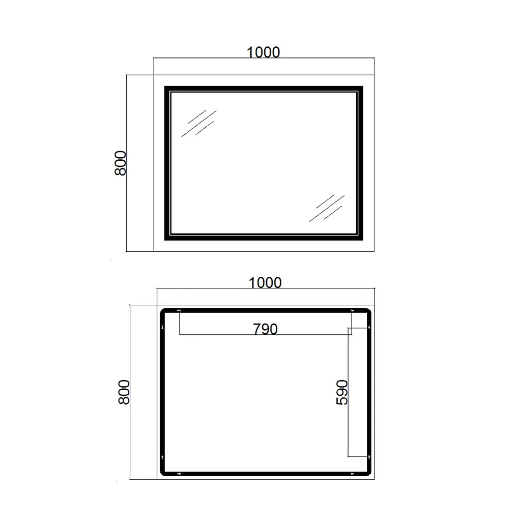 Дзеркало Qtap Cardinal 1000x800 з LED-підсвічуванням Touch, з антизапотіванням, з димером температури кольору (3000-6500K) QT0478C10080 - фото 2