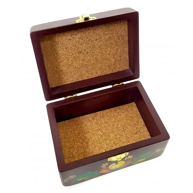 Скринька з букетом з масиву дерева ручний розпис коричнева 16х10х8 см  - фото 3