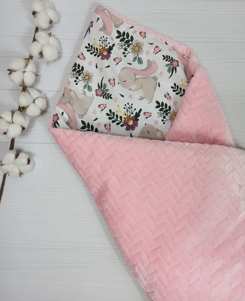 Плед для немовлят із знімним утеплювачем та подушка a.l.babybox Зайчик на галявині Рожевий - фото 2