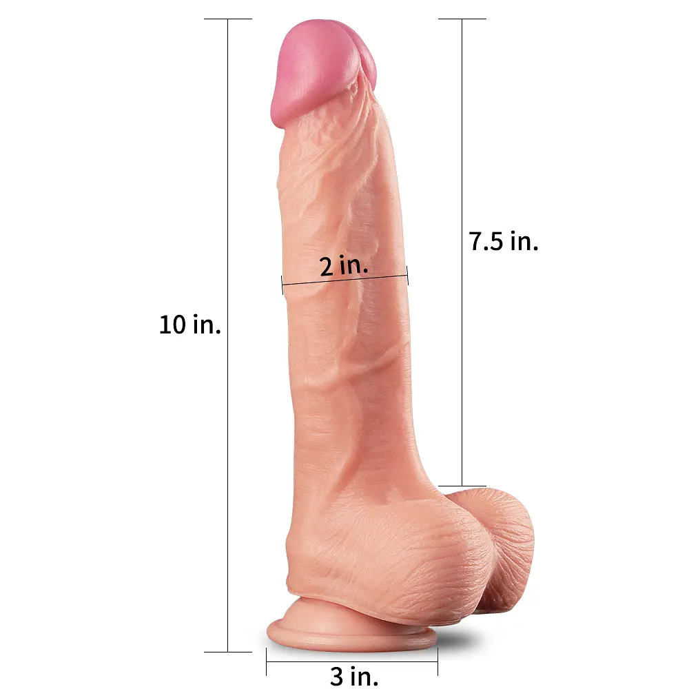 Фалоімітатор - Dual-Layered Silicone Cock 10" Flesh #1 - фото 6