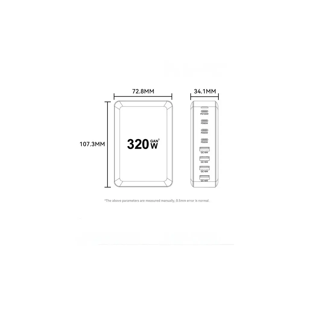 Зарядний пристрій Essager 4xUSB-C + 4xUSB 320W GaN (EZC320W-QJB0G-Z) - фото 10