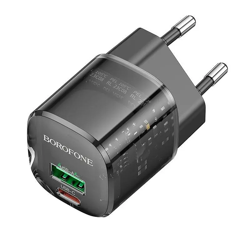 Адаптер мережевий Borofone Sunlight charger BN17 |1USB/1Type-C, 20W/3A, PD/QC| - фото 3
