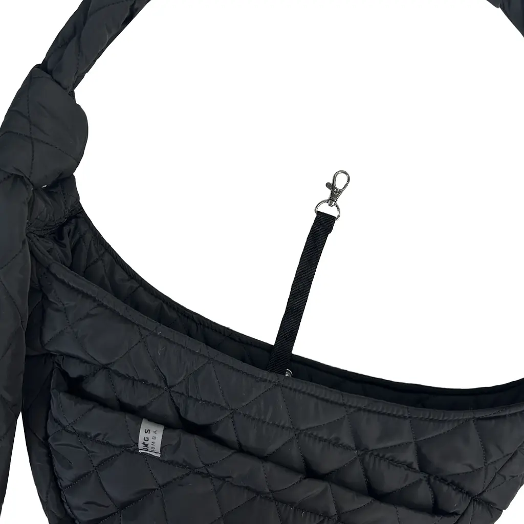 Слінг сумка переноска через плече для тварин собаки котів дрібних порід до 6 кг ремінцем із кишенею dogs bomba черный - фото 3