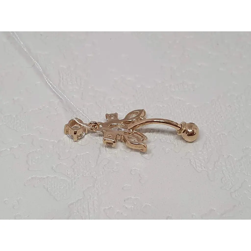 Золотая серьга-пирсинг Вселенная Бабочка с фианитами. 41000801 - фото 3