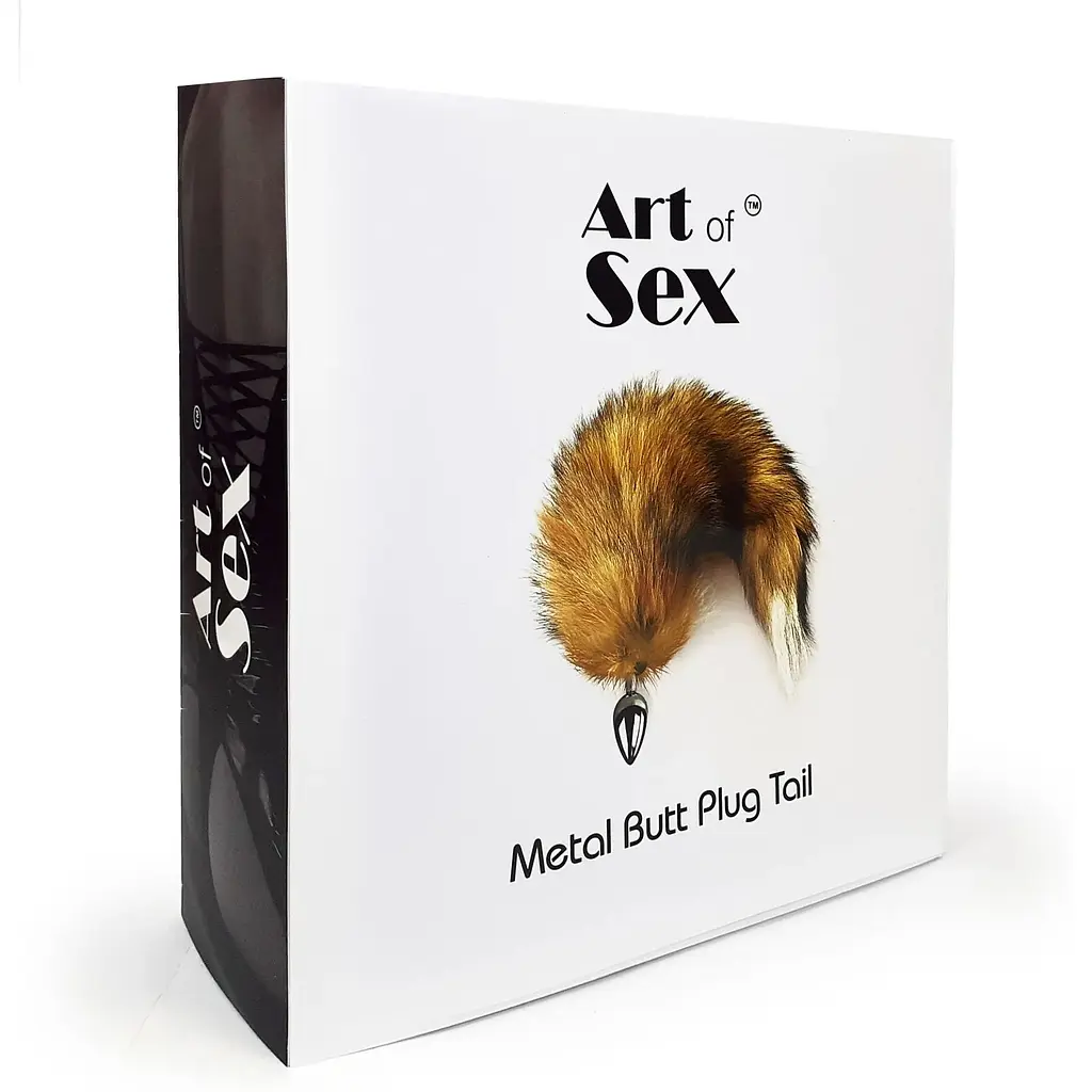 Металева анальна пробка Art of Sex з хвостом із натурального хутра Size M Red fox - фото 6