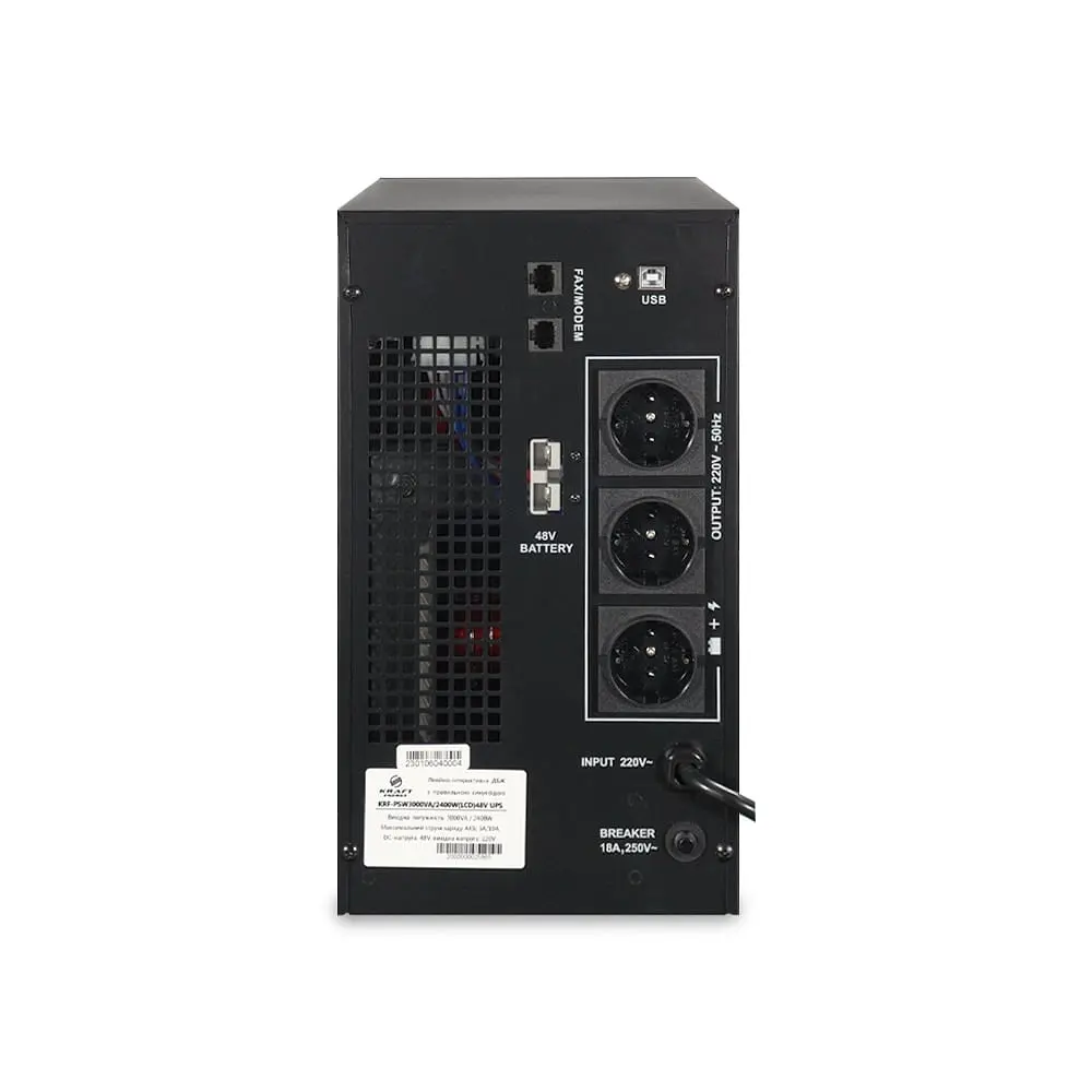 Джерело безперебійного живлення Kraft KRF-PSW3000VA/2400W(LCD)48V UPS під зовнішній акумулятор (42-00064) - фото 4