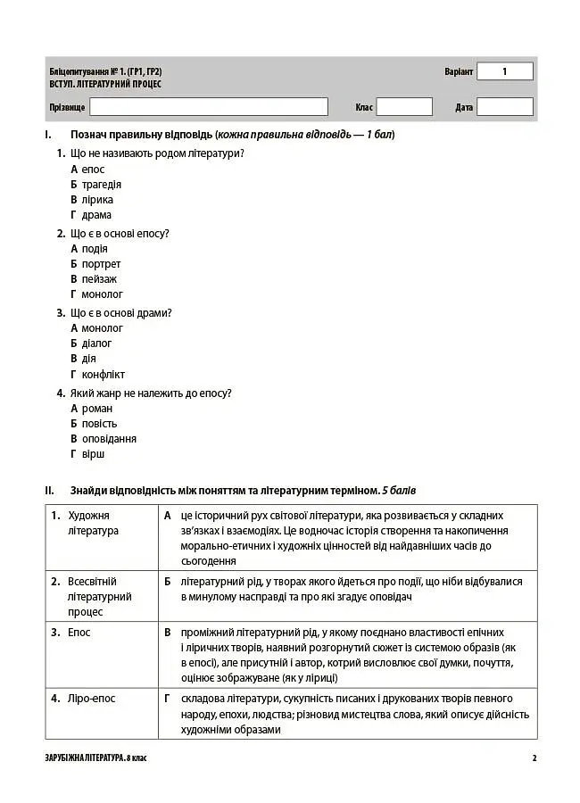 Зарубіжна література. Усі діагностувальні роботи. 8 клас - Марина Коновалова - фото 3