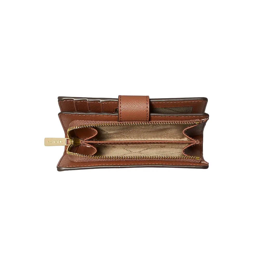 Жіночий шкіряний гаманець MICHAEL KORS Medium Crossgrain, коричневий - фото 4