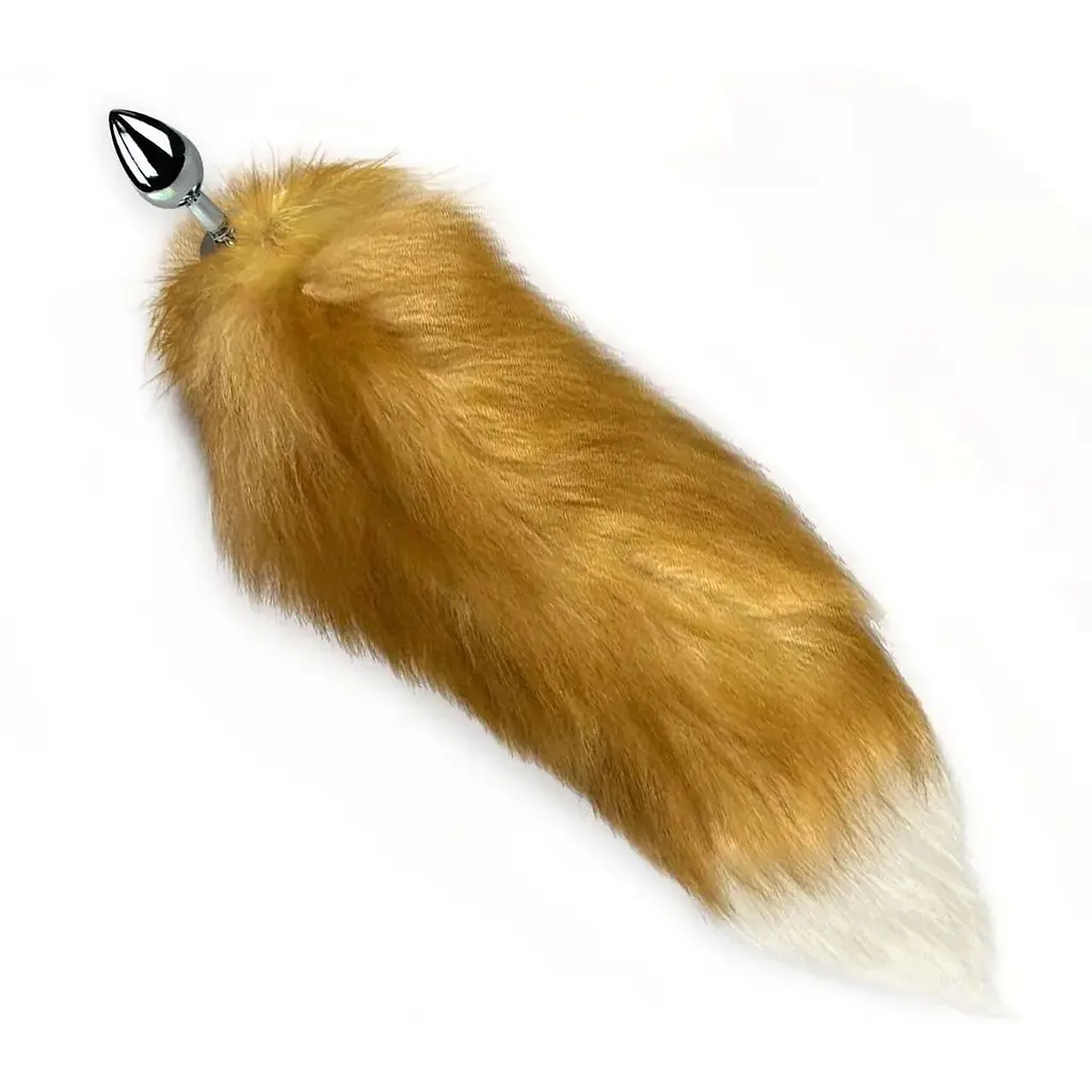 Металлическая анальная пробка с хвостом из натурального меха Art of Sex size M Red fox - фото 4