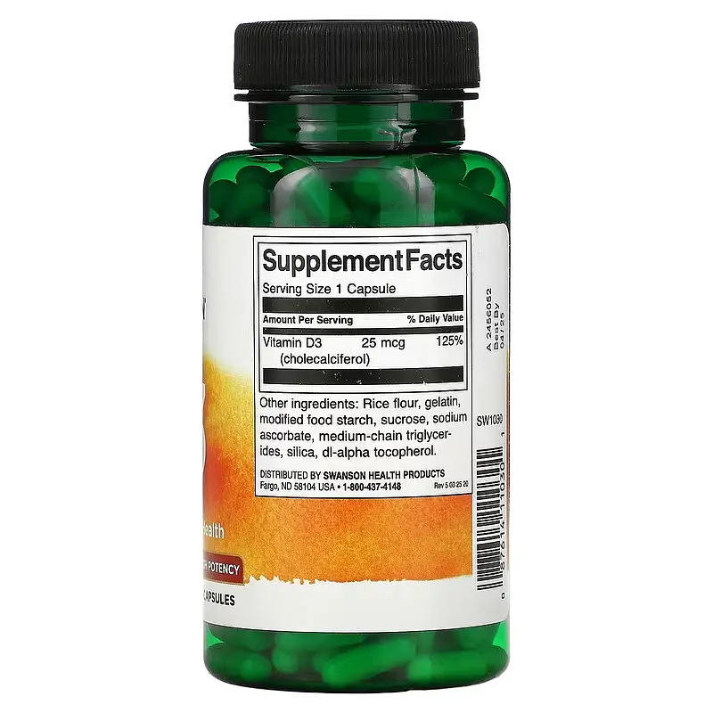Вітамін D3 Vitamin D3 High Potency 1,000 IU (25 мкг) - 250 капсул - фото 2