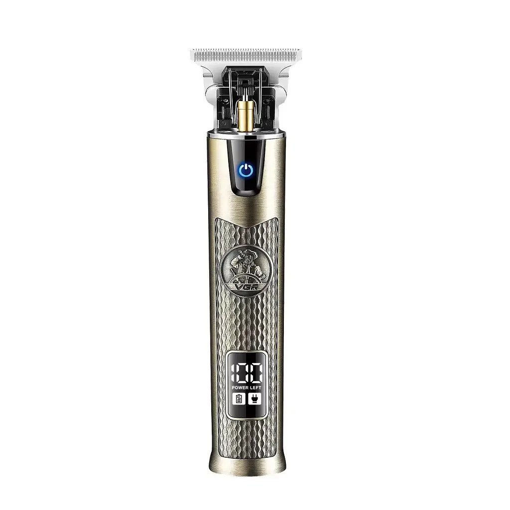 Тример акумуляторний для бороди та волосся VGR V-983 з LED дисплеєм Gold