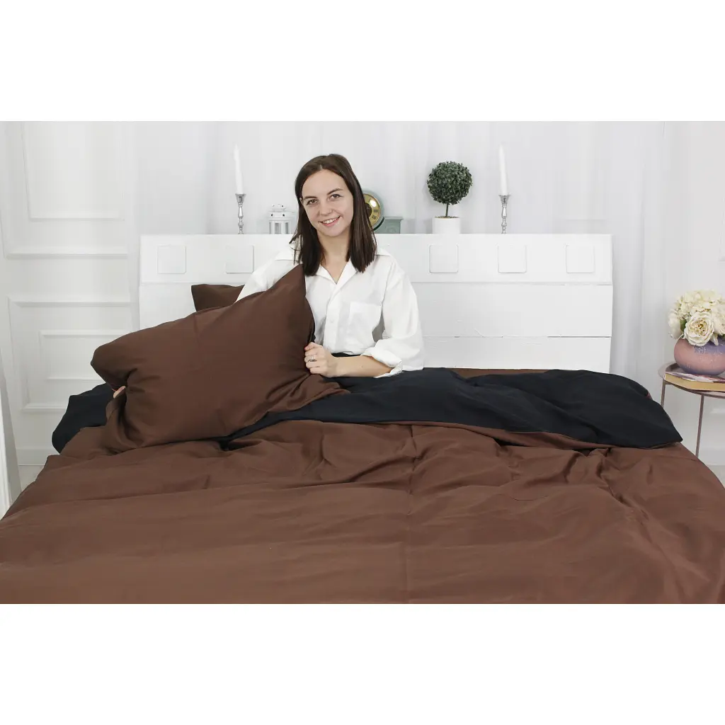 Постільна білизна MirSon Сатин Premium Dark Chocolate 0211+0055 175х210 (2200000688637) - фото 2