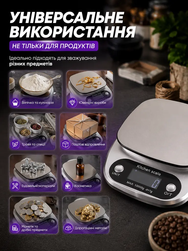 Ваги кухонні 9 одиниць вимірювання до 10 кг сріблясті - фото 5