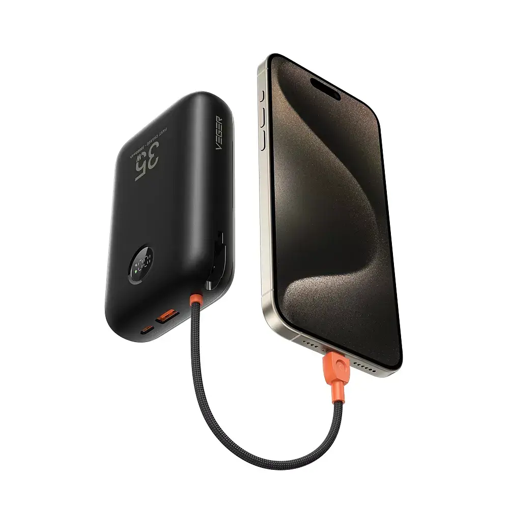 Зовнішній акумулятор VEGER Built-In 2 cables Ultra Mini 30000mAh (VG-W3018) - фото 3