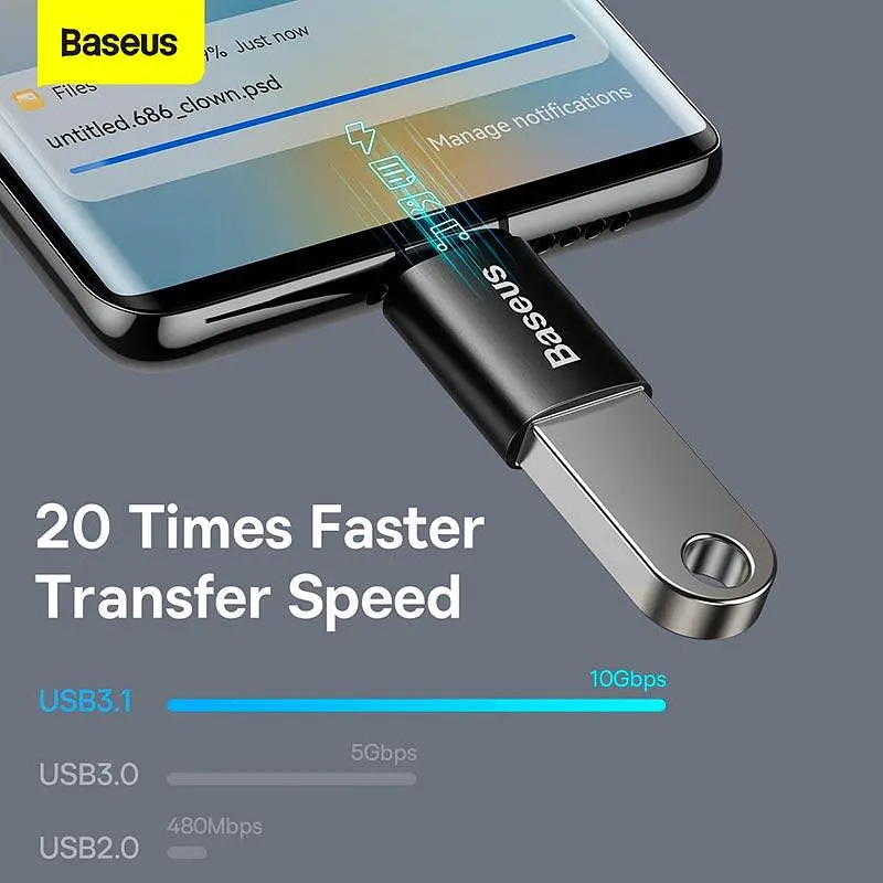 Перехідник Baseus Ingenuity Series Mini OTG Adaptor Type-C to USB-A 3.1 швидкість 10Gbps - фото 8