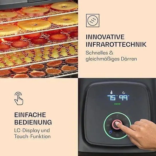 Інфрачервоний дегідратор-сушарка для овочів фруктів Klarstein Florida Jerky 500 Вт (10034430) - фото 5
