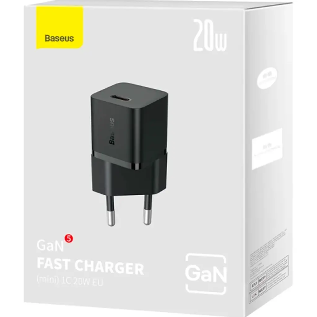 Мережевий зарядний пристрій Baseus GaN5 Fast Charger Mini 1C 20W Black (CCGN050101) [105942] - фото 6