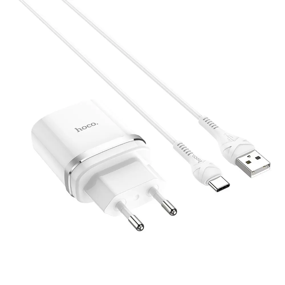 Зарядний пристрій Hoco C12Q USB QC 18W білий + кабель USB to Type-C - фото 3
