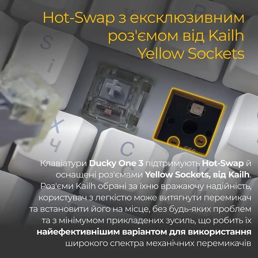 Клавиатура Ducky One 3 Cherry MX Blue RGB White UA (DKON2108ST-CUAPXPWWWSC1) - фото 3