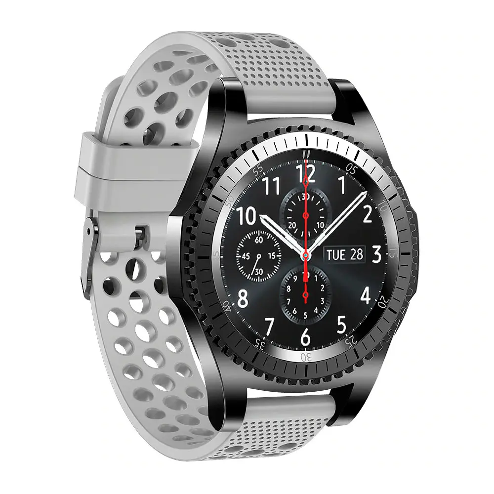 Силіконовий double перфорований ремінець Watchbands для Samsung Galaxy Watch 46mm SM-R800NZSA сірийширина кріплення 22мм (WB009BUBLEPERFGREY146) - фото 2