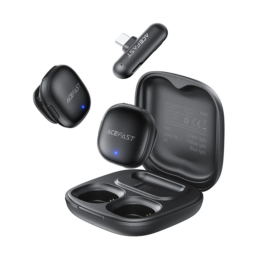 Бездротова мікрофонна система ACEFAST R1 wireless lavalier microphones Black (6974316284895) - фото 5