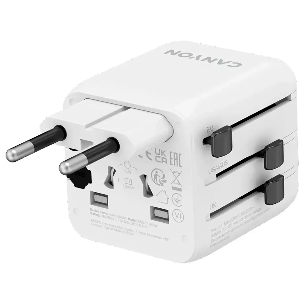 Переходник Canyon Travel Adapter OnTour One EU/UK/US/AUS White (CNS-TA1005W) - фото 5