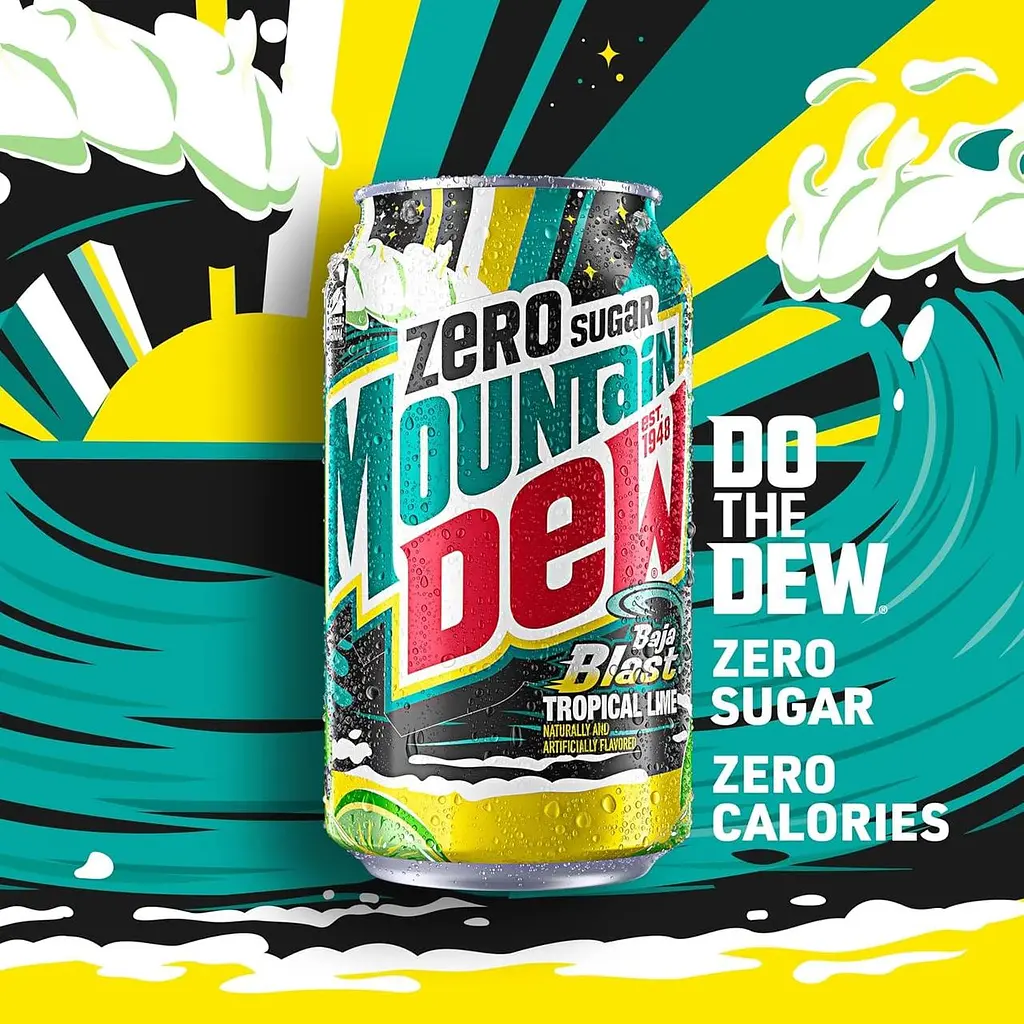 Газований напій Mountain Dew Zero Sugar Baja Blast 355 мл - фото 2