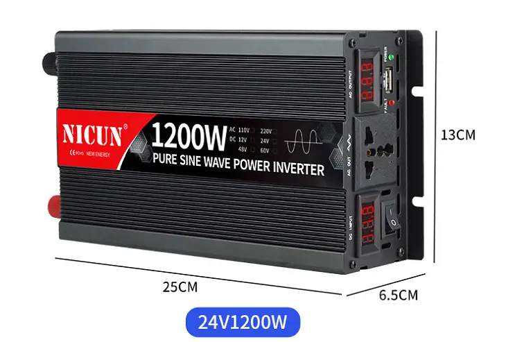 Інвертор Чистий синус 1200W, 12В в 220В, Перетворювач напруги, підходить для газових котлів, холодильників та будь-яких інших домашніх електроприладів. - фото 2